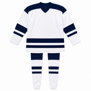 Ensemble d'uniformes de hockey sur glace personnalisés, maillot et chaussettes, 100% polyester, sublimé, séchage rapide, unisexe, adulte, faible MOQ, vente en gros - Product Image 1