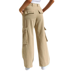 Pantalones Cargo Holgados de Moda Urbana para Mujer, Color Bronceado, Cintura Alta, Corte Holgado, Pantalones Cargo Técnicos - Product Image 2