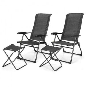 Set di 4 Sedie da Pranzo Pieghevoli con Schienale Regolabile e Poggiapiedi per Uso Esterno in Giardino - Product Image 1