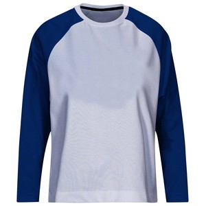 เสื้อยืดแขนยาวผู้ชายสีน้ำเงินรอยัลบลูและสีขาว คอกลมลำลอง สไตล์เสื้อเบสบอล - Product Image 3