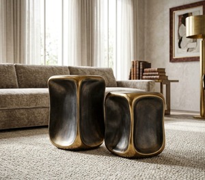Mesas de Centro Modernas Apilables Favoritas de Instagram, Muebles Contemporáneos para Sala de Estar con Base de Metal - Product Image 4