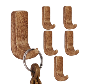 Wall Mounted Metal And Wood Hook Hanger Multi-Purpose Coat Hook <b>Rustic</b> Wooden Wall Hook for Home - Product Image 3