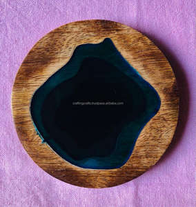 Sous-verres en résine au design unique, aspect marbre, bordure plaquée or, écologiques, modernes, pour café, thé, boissons, personnalisables - Product Image 2