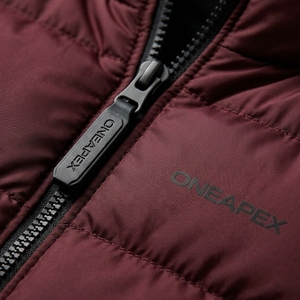 Men's <b>Burgundy</b> <b>Puffer</b> <b>Jacket</b> Stand Collar Zip Up Winter Coat Warm Casual Outdoor Streetwear Custom Private Label - Product Image 6