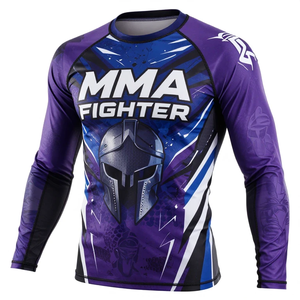 เสื้อรัดกล้ามเนื้อแขนยาวสำหรับนักกีฬา MMA ผู้ชาย ลายพิมพ์แบบ Sublimation แห้งเร็ว เสื้อกีฬาแขนยาว - Product Image 2