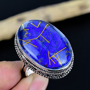 <b>Lapis</b> <b>Lazuli</b> Gemstone 925 Sterling Silver Plated Handmade Vintage Style Fashion <b>Ring</b> - Product Image 1