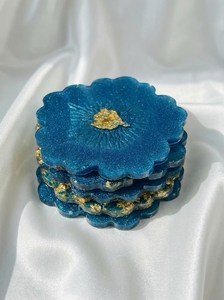 Classic Eco-Friendly Stone <b>Coasters</b> Flower Epoxy Resin <b>Coasters</b> with Holder <b>Set</b> Molds <b>Coaster</b> Plate Crafts byDiameter Glam Style - Product Image 6