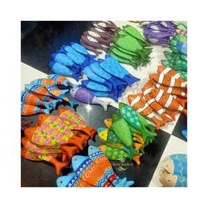 Décoration murale artisanale en bois VietChoice, poissons multicolores, magnifiques créatures marines bohèmes, décoration pour la maison - Product Image 4