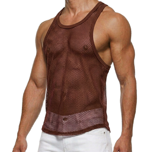 Wholesale Custom Logo <b>Mens</b> Mesh Workout Tank Top 100% Polyester Quick Dry Fitted Sleeveless Shirt Athletic <b>Base</b> <b>Layer</b> - Product Image 1