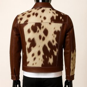 Hot Selling Custom New Fashion Premium hair on <b>Leather</b> <b>Jacket</b> Stand Front for Stylish Durable Outerwear Men Stylish Biker - Product Image 2