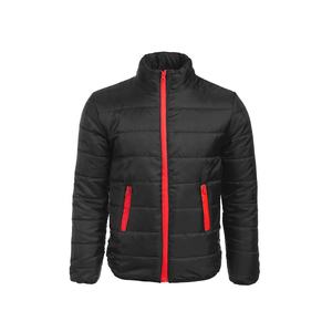 Men's Black Puffer <b>Jacket</b> With <b>Red</b> Zipper Stand Collar Windproof Casual Winter Coat Polyester Wadding Slim Fit Regular Length - Product Image 4
