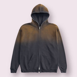 Sweat à capuche zippé intégral premium, style vintage, coupe oversize, en coton mélangé, polaire technique d'hiver, streetwear personnalisé pour homme - Product Image 1