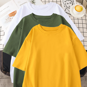 Camisetas Básicas de Hombre 100% Algodón, 20 Colores Sólidos, Ropa Casual, Holgada, Transpirable, Unisex, Vintage, de Manga Corta - Product Image 1