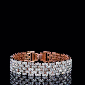 Bracelet en or rose serti de moissanite, style basket link, bijoux de luxe hip hop pour hommes et femmes, chaîne statement. - Product Image 3