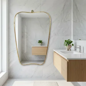 Modern Irregular Wall <b>Mirror</b> Brass <b>Frame</b> Decorative <b>Gold</b> Edge 3.0 Mm Thickness - Product Image 2