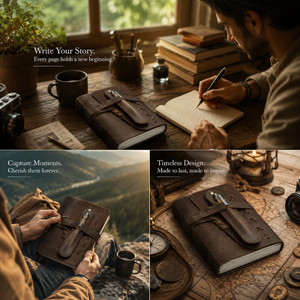 Vintage Leather Journal with Antique Key Handmade Deckle Edge Paper | Rustic Leather Diary Blank Travel Notebook Writing Gift - Product Image 2