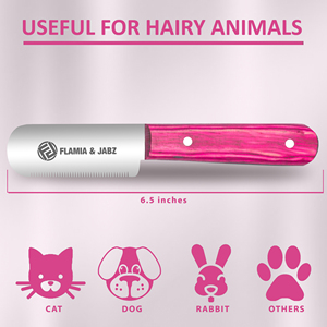 Couteau à démouler Flamia & Jabz pour chien, couteau à démouler pour peigne à poils de terrier, peignes en acier inoxydable pour renard, chat, chien, cheval, peigne en bois - Product Image 3