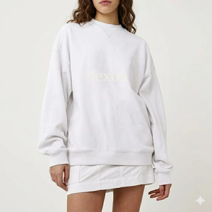Daily Warm Crew Neck Terry <b>Long</b> <b>Sweatshirt</b> Women Loose Fit Pullover Soft Fleece Cotton Cozy Autumn Winter Casual Front Logo - Product Image 1
