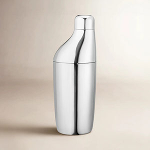Ergonomic Silver Cocktail Shaker Featuring A Unique Curved Silhouette Stylish <b>Bar</b> <b>Tool</b> Built For Comfortable And Easy Mixing - Product Image 3