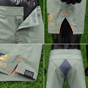 Shorts MMA pour hommes Topline Products, coupe athlétique, évacuation de l'humidité, impression par sublimation, design topographique vert - Product Image 4