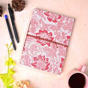 Handmade Recycled Paper Floral Pattern Artisan <b>Diary</b>/<b>Notebook</b> 8x6inch Recycled Paper Unique Floral Pattern Design - Product Image 1