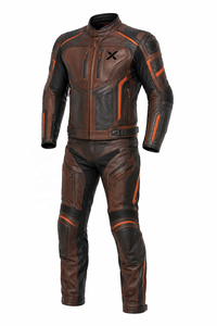 Traje de Motocicleta de Cuero de Dos Piezas X Adventure-Touring |   Negro Marrón Naranja |   Logotipo X |   Fabricante OEM ODM |   Diseño Premium | - Product Image 1
