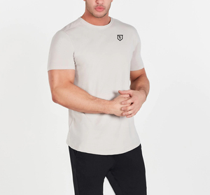 T-shirt de sport pour homme 100 % coton à manches courtes, col contrastant, tricoté, séchage rapide, respirant, pour entraînement, fitness et musculation - Product Image 5