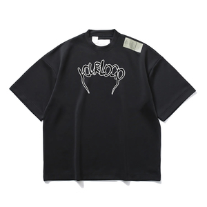 Popular Letter Printing Casual Oversized Cropped T-Shirt 100% Cotton Drop Shoulder With Tag Design Washed Boxy <b>Tshirt</b> Men - Product Image 6