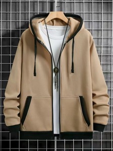 Spring and Autumn <b>Men's</b> Zipper Jacket Warm Windproof Hoodies Thickened <b>Cardigan</b> Sports <b>Long</b> Sleeve Autumn Wear Regular Fit - Product Image 1