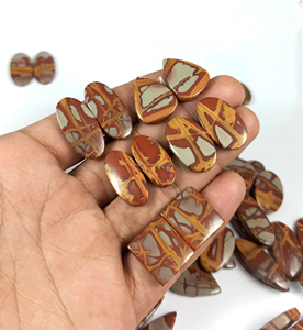 Paire de cabochons en jaspe Noreena naturel de haute qualité, taille libre, pierre précieuse en quartz pour la fabrication de bijoux - Product Image 6