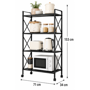 5 tier foldable multipurpose <b>kitchen</b> <b>storage</b> <b>rack</b> Rolling Organizer Shelf Standing Display - Product Image 5