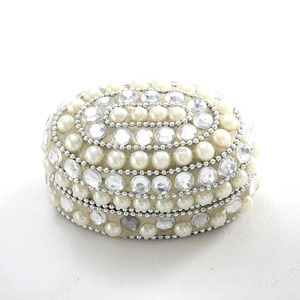 Boîte à pilules en aluminium avec perles bleues et blanches et boîte à bijoux en velours pour accessoires de rangement de mariage et de chambre à coucher - Product Image 4