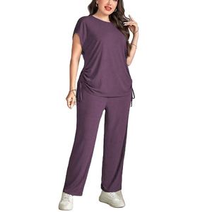 Camiseta de manga corta a la moda de verano para mujer, pantalones cortos a rayas, Conjunto de pijama de cintura elástica para ropa informal para el hogar del proveedor BD - Product Image 1