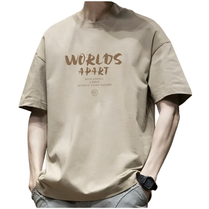 T-shirt graphique oversize pour homme à prix de gros, imprimé lettres, style vintage, décontracté, coupe ample, streetwear rétro - Product Image 1