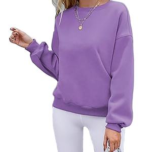 Sweat-shirt à col rond thermique Sweat-shirt à col rond à motif de logo de couleur personnalisée pour femmes en coton tricoté - Product Image 4