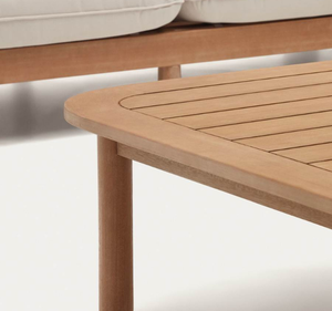 Conjunto de Sofá de Jardín en Forma de L de Madera de Teca Moderna con Mesa de Centro para Villa, Resort, Patio, Terraza, Asientos Exteriores de Lujo - Product Image 3