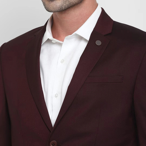 Men British Style Business <b>Suit</b> Wool Polyester Blend Maroon Single Breasted Notched Collar Anti-Wrinkle Regular Fit - Product Image 6