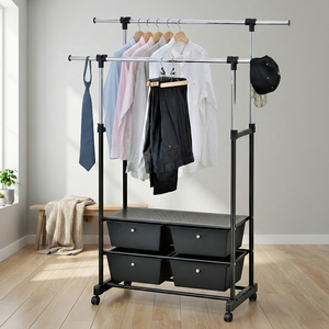 Estante Metálico de Dos Niveles para Colgar Ropa de MIT Taiwan, Moderno y Multifuncional, Mueble de Almacenamiento para el Hogar - Product Image 2