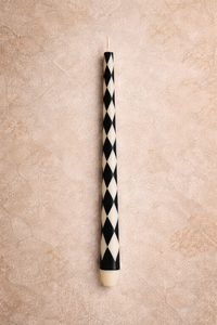 Bougie conique parfumée noire à motif losanges traditionnel, 30 cm, haute texture contrastée, mèche en coton, idéale pour les commandes en gros - Product Image 2