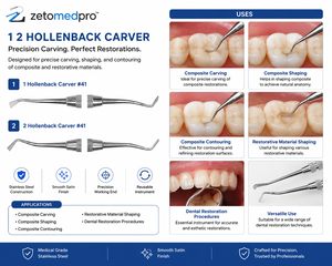 Instrumento Dental Hollenback Carver de Acero Inoxidable para Tallar y Dar Forma a Composite, OEM Zetomed Pro - Product Image 2