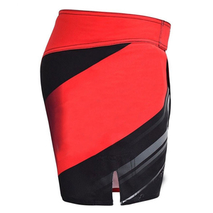 กางเกง MMA สีแดงดำ โลโก้สั่งทำได้ คุณภาพดี ระบายอากาศได้ดี เป็นมิตรกับสิ่งแวดล้อม ผ้าเนื้อน้ำหนักเบา โดย TEENS INDUSTRIES - Product Image 2