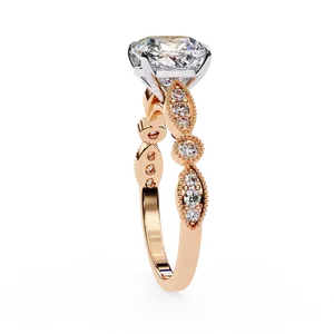 2.5ct Cushion Cut Lab Grown Diamond Engagement <b>Ring</b> 18K Solid <b>Gold</b> IGI Certified VVS E-F <b>Vintage</b> Round Accent Fine <b>Ring</b> - Product Image 6