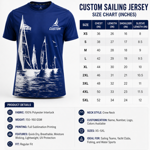 Camiseta de Vela Personalizada de Secado Rápido, Camiseta Deportiva Azul Marino Sublimada, Camiseta de Equipo de Vela Transpirable que Absorbe la Humedad - Product Image 5
