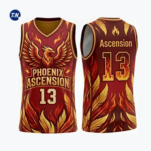 Camiseta de Baloncesto con Estampado Completo Personalizado con Nombre del Jugador y del Equipo en la Parte Delantera, Transpirable, de Secado Rápido, 100% Poliéster, Antibacteriana, Diseño sin Mangas - Product Image 1