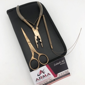 Kit profesional de extensiones de cabello color oro rosa, tijeras de 2 orificios y pinzas de bucle, kit de extensiones de cabello personalizado de grado quirúrgico - Product Image 6