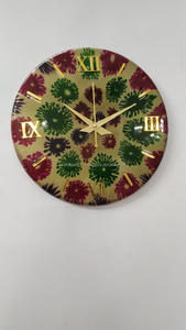 Reloj de Pared de Resina Epoxi Colorido Hecho a Mano, Estilo Europeo Artificial con Detalles Dorados, Decoración del Hogar, Artesanía Artística - Product Image 5