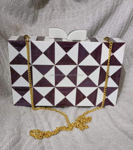 LUXURY CRAFTS <b>Women's</b> Fashion-Style Wooden Clutch <b>Bag</b> with Chains Decor for Wedding Occasions - Product Image 5