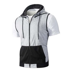 Sudadera con capucha y cremallera sin mangas para hombre, con bloques de color, estilo deportivo, para verano - Product Image 1