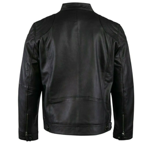 100% <b>Top</b> <b>High</b> Quality Comfortable Breathable Men Black Cow Skin <b>Leather</b> Jacket Winter Warm Long Sleeve Stand Collar Fur Trim - Product Image 3