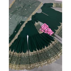 Ensemble de costume de fête pour femmes fantaisistes avec haut, bas et dupatta brodés de sequins pour les occasions spéciales - Product Image 2